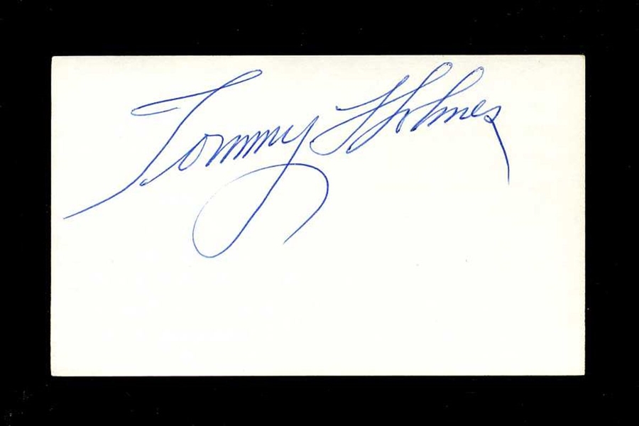 TOMMY HOLMES SIGNED 3x5 Index Card (d.2008) Boston Braves 1948 Braves