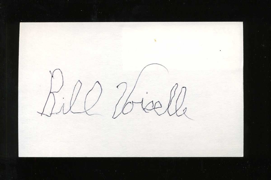 BILL VOISELLE SIGNED 3x5 Index Card (d.2005) New York Giants Braves Cubs