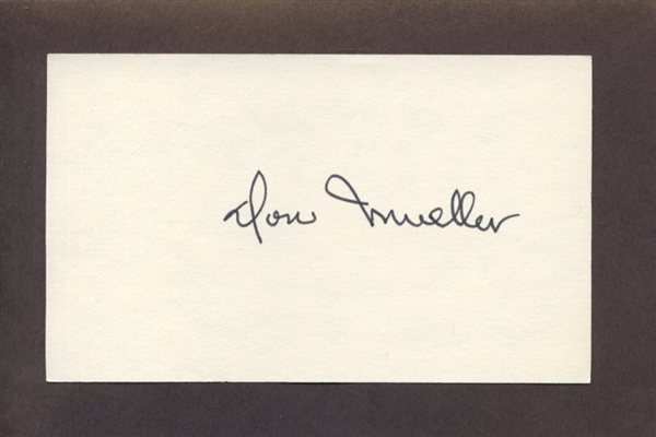 DON MUELLER SIGNED 3x5 Index Card (d.2011) 1954 New York Giants