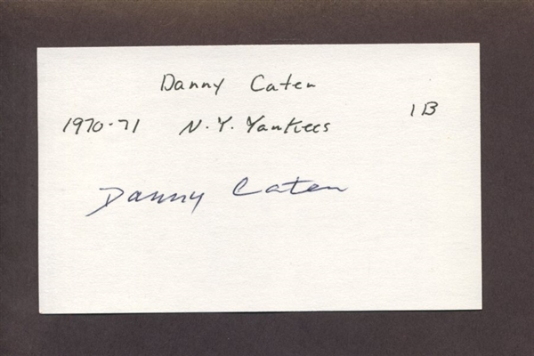 DANNY CATER SIGNED 3x5 Index Card Boston Red Sox Yankees Athletics White Sox