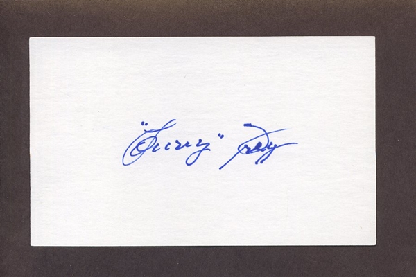 LONNY FREY SIGNED 3x5 Index Card (d.2009) 1940 Cincinnati Reds 1947 Yankees