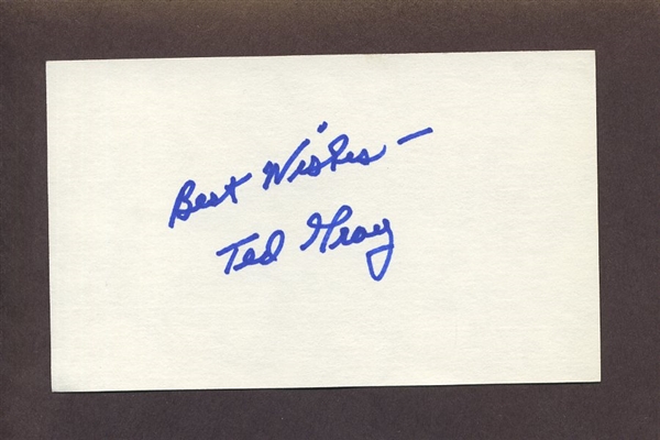 TED GRAY SIGNED 3x5 Index Card (d.2011) Detroit Tigers Yankees