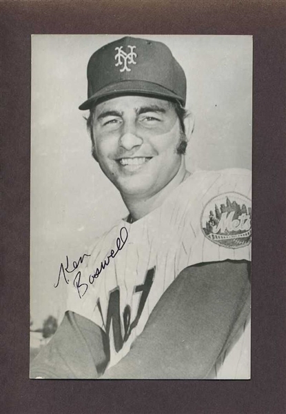 KEN BOSWELL 1967-74 New York Mets SIGNED Real Photo Postcard RPPC 