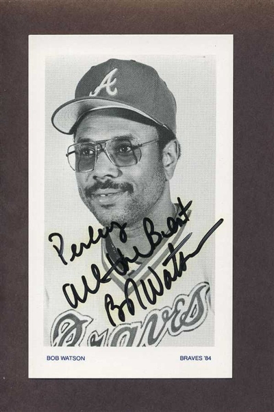 BOB WATSON 1984 Atlanta Braves SIGNED Photo Postcard (d.2020)