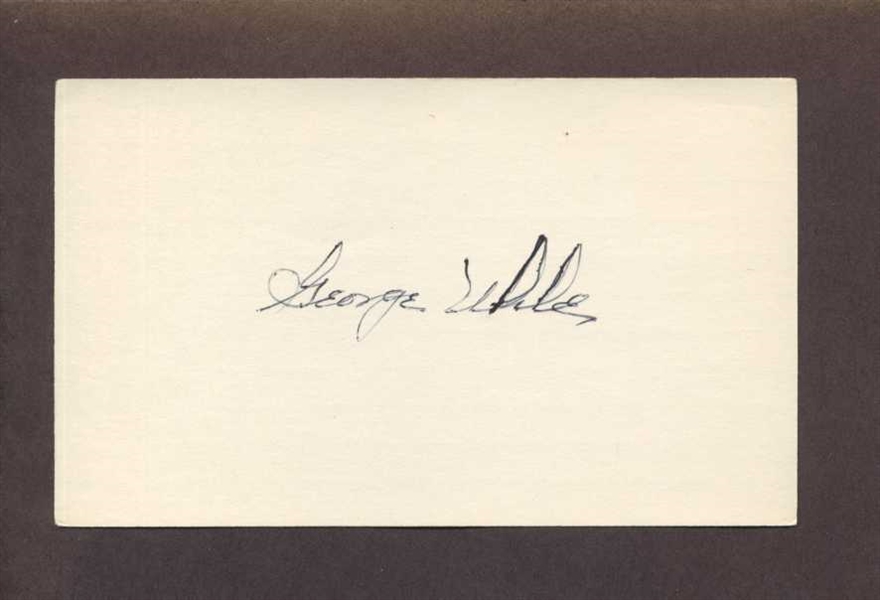 GEORGE UHLE SIGNED 3x5 Index Card (d.1985) 1920 Cleveland Indians Tigers Yankees