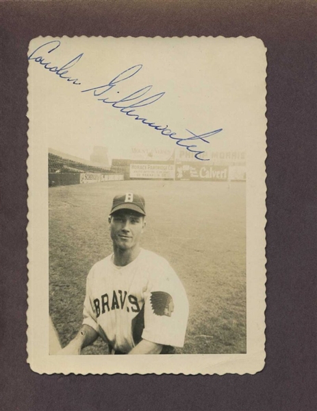 CARDEN GILLENWATER 1945 Boston Braves SIGNED Snapshot Photo (d.2000)