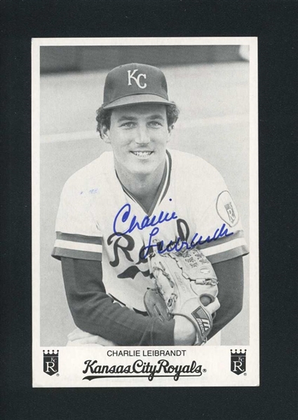 CHARLIE LEIBRANDT 1984-89 Kansas City Royals SIGNED Photo Postcard 
