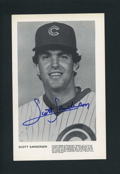 SCOTT SANDERSON 1984-89 Chicago Cubs SIGNED Photo Postcard (d.2019)