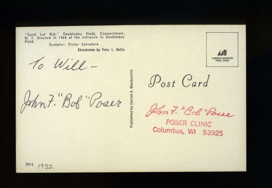 BOB POSER SIGNED Postcard (d.2002) Chicago White Sox Browns
