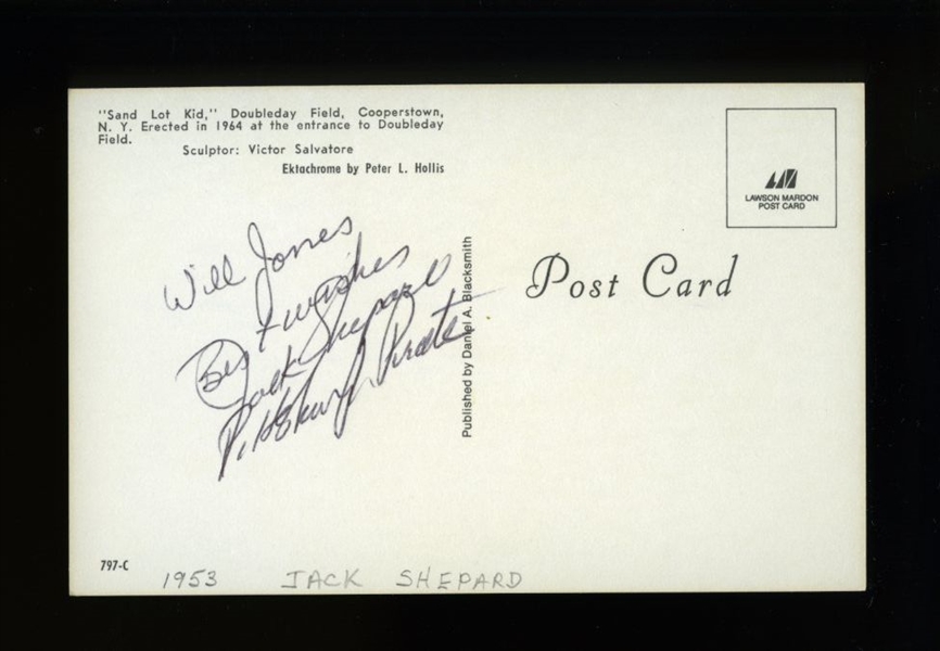 JACK SHEPARD SIGNED Postcard (d.1994) Pittsburgh Pirates