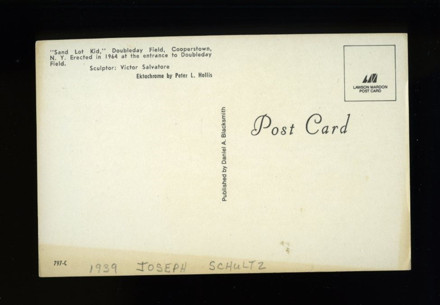 JOE SCHULTZ JR SIGNED Postcard (d.1996) St. Louis Browns Pirates