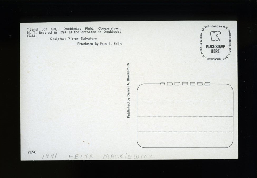 FELIX MACKIEWICZ SIGNED Postcard (d.1993) Cleveland Indians Athletics Senators