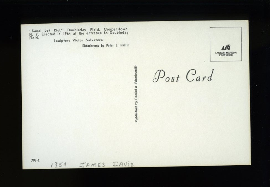 JIM DAVIS SIGNED Postcard (d.1995) Chicago Cubs Cardinals Giants