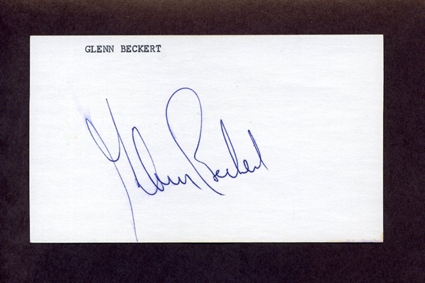 GLENN BECKERT SIGNED 3x5 Index Card (d.2020) Chicago Cubs Padres