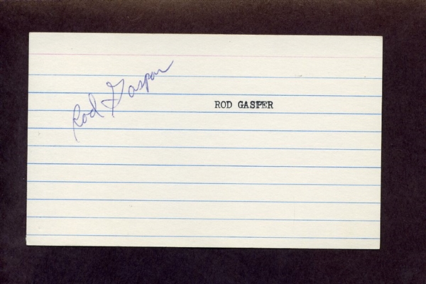 ROD GASPAR SIGNED 3x5 Index Card 1969 New York Mets Padres