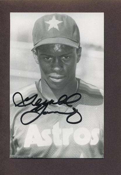 GERALD YOUNG 1987-92 Houston Astros SIGNED Real Photo Postcard RPPC 