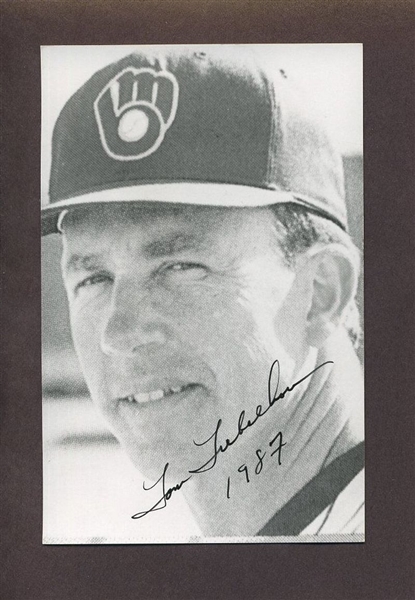 TOM TREBELHORN 1986-91 Milwaukee Brewers SIGNED Real Photo Postcard RPPC 