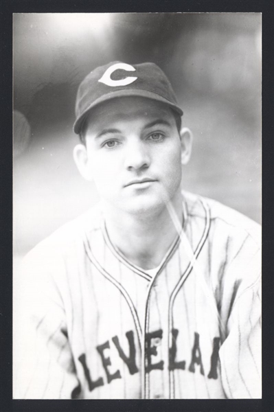 LLOYD RUSSELL Real Photo Postcard RPPC 1938 Cleveland Indians George Burke 