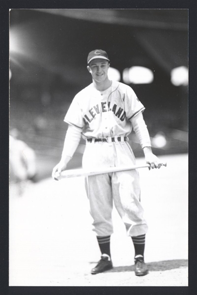 HANK RUSZKOWSKI Real Photo Postcard RPPC 1944 Cleveland Indians George Burke 