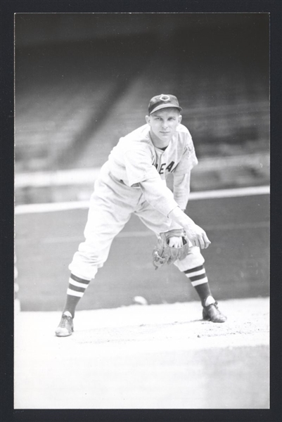 FLOYD STROMME Real Photo Postcard RPPC 1939 Cleveland Indians George Burke 