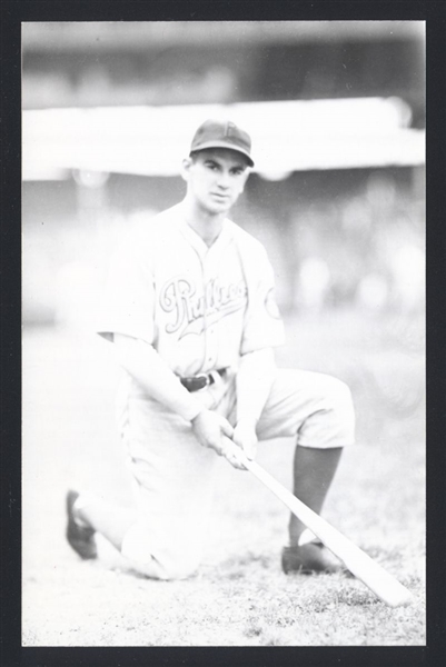 RAY STOVIAK Real Photo Postcard RPPC 1938 Philadelphia Phillies George Burke 