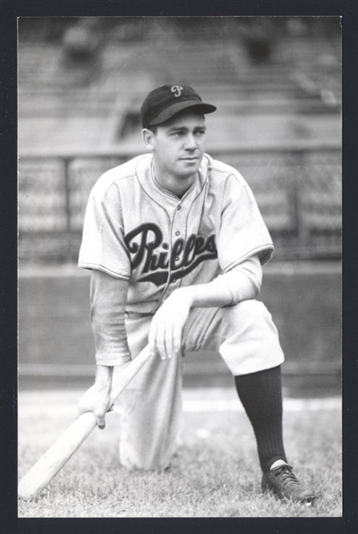 DEL E YOUNG Real Photo Postcard RPPC 1937 Philadelphia Phillies George Burke 