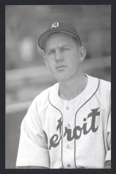 HANK RIEBE Real Photo Postcard RPPC 1942-49 Detroit Tigers George Burke 