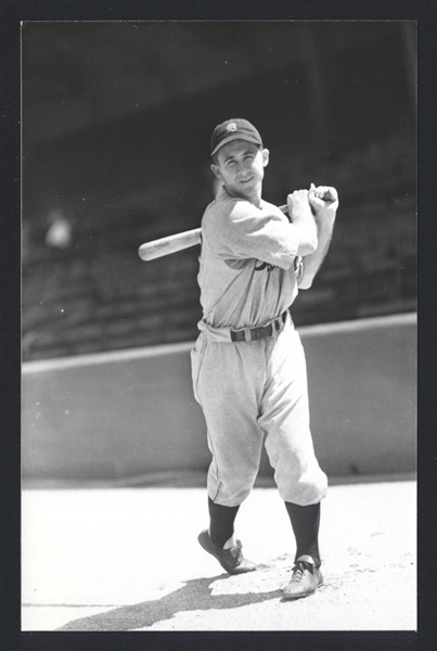 BIRDIE TEBBETTS Real Photo Postcard RPPC 1938 Detroit Tigers George Burke 