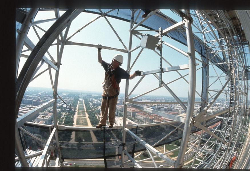 2000 RESTORING THE WASHINGTON MONUMENT In IT STANDS FOR ALL Original 35mm Slide