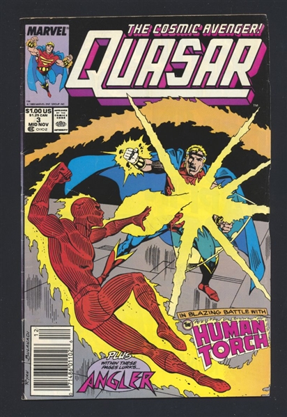 Quasar #3 FN 1989 Marvel NEWSSTAND vs Human Torch Comic Book