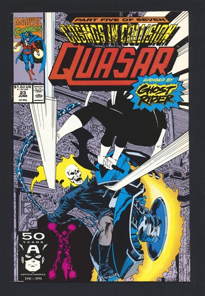 Quasar #23 VF 1991 Marvel Cosmos In Collision p5 Ghost Rider Comic Book