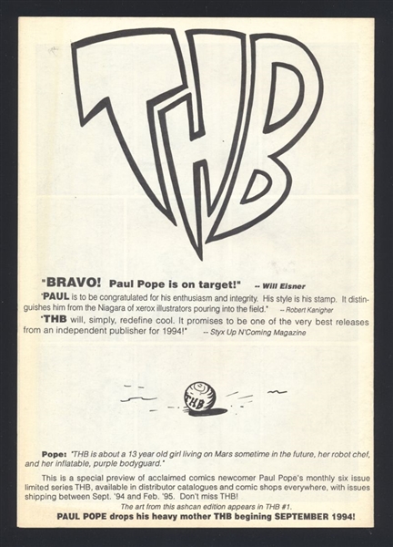 THB  Giveaway #1 VF 1994 Horse Press Paul Pope Ashcan Promo Comic Book
