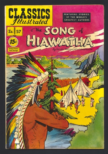 Classics Illustrated #57 FN 1952 Gilberton HRN94 Song of Hiawatha Comic Book