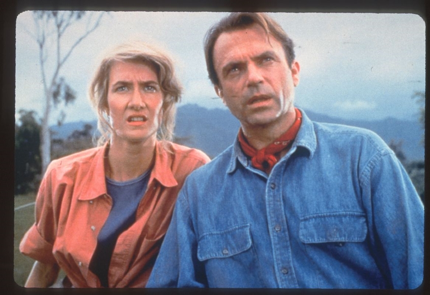 LAURA DERN & SAM NEILL In JURASSIC PARK ca 1993 35mm Slide Transparency