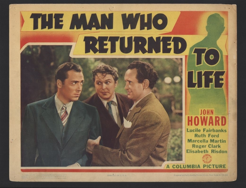 1942 JOHN HOWARD In THE MAN WHO RETURNED TO LIFE Vintage Original Lobby Card
