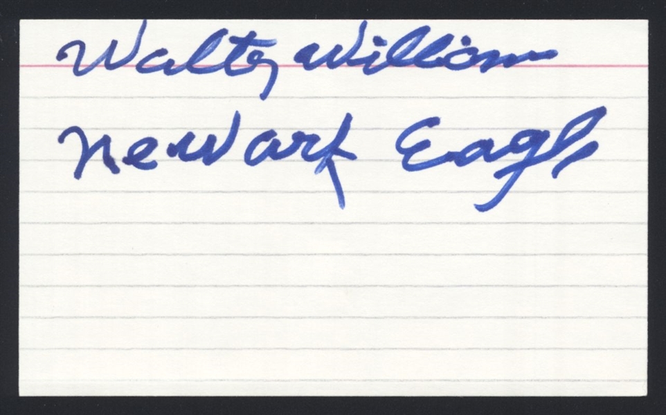 WALTER WILLIAMS SIGNED 3x5 Index Card (d.2014) Negro Leagues 1939 Newark Eagles