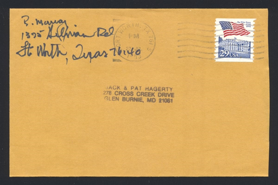 RAY MURRAY SIGNED Envelope (d.2003) Cleveland Indians Athletics