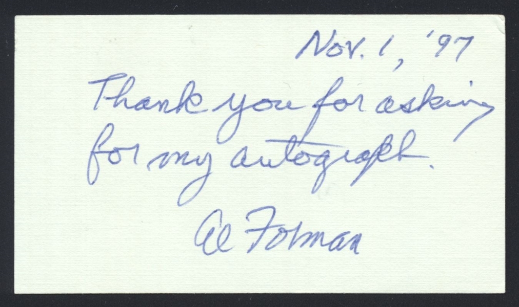 AL FORMAN SIGNED Business Card (d.2013) National League NL Umpire