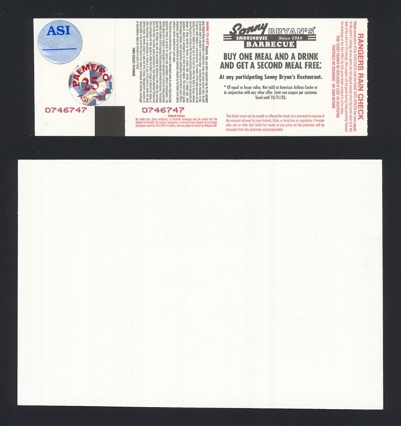 RAFAEL PALMEIRO 5/11/03 500th Homerun Full Ticket SIGNED + COA Rangers Autograph