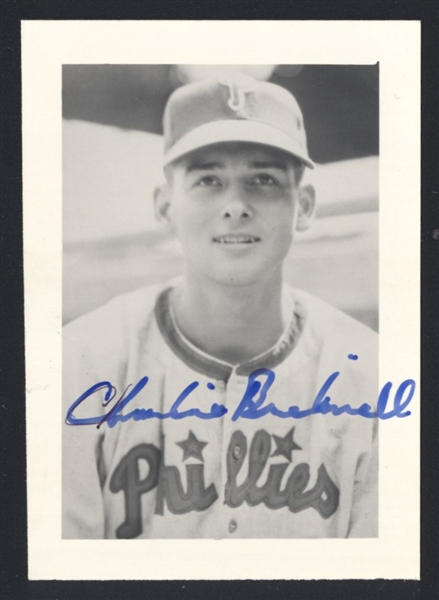 CHARLIE BICKNELL ca 1948-49 Philadelphia Phillies SIGNED Photo (d.2013)