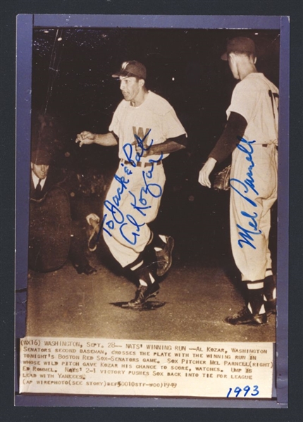 AL KOZAR & MEL PARNELL ca 1949 Washington Senators SIGNED Photo (d.2007)