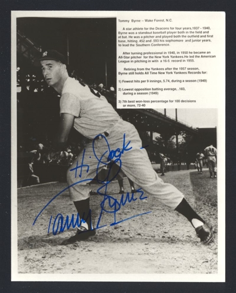 TOMMY BYRNE ca 1946-51 New York Yankees SIGNED Photo (d.2007)