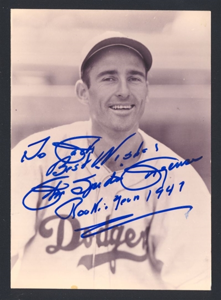 SPIDER JORGENSEN 1947 Brooklyn Dodgers SIGNED Photo (d.2003) Rookie