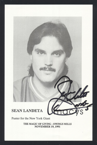 SEAN LANDETA New York Giants SIGNED Photo 