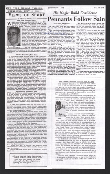 JOHNNY SAIN SIGNED Newspaper Article (d.2006) 1948 Braves 1951 1952 1953 Yankees