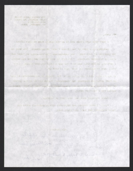SAM LACY SIGNED Note Handwritten Letter (d.2003) HOF BBWAA Journalist