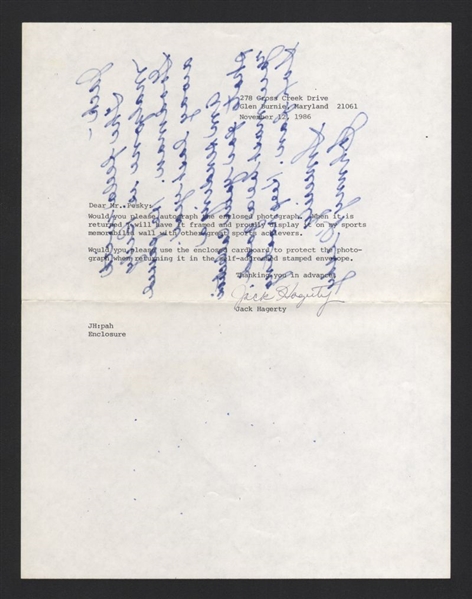 JOHNNY PESKY SIGNED Handwritten Letter (d.2012)