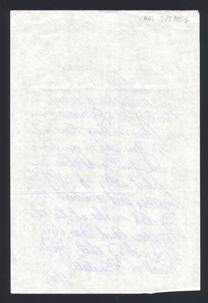 HAL TOENES SIGNED Handwritten Letter (d.2004) 1947 Washington Senators