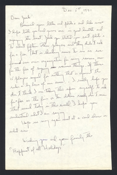 MAHLON DUCKETT Handwritten Letter (d.2015) Negro League Stars Black Yankees