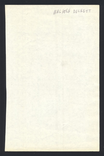MAHLON DUCKETT Handwritten Letter (d.2015) Negro League Stars Black Yankees
